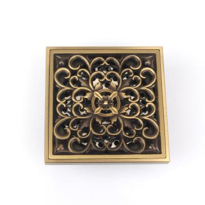 China Modern 4inch antique Vintage European elegant floor drain brass circle floor drain modern black floor drain for sale