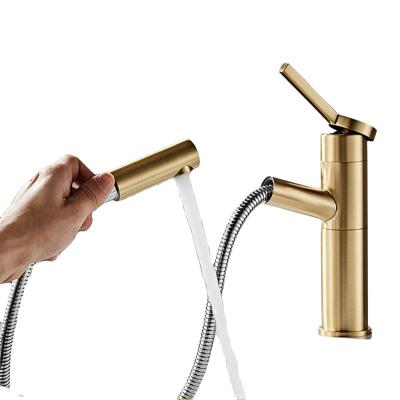 China Thermostatic Faucets Factory wholesale copper bathroom hot and cold mixing faucet pull-out basin faucet for sale