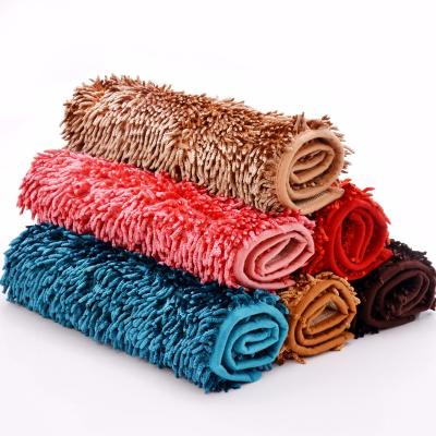 China Stain Resistant Wholesale Floor Mat Non Slip Chenille Color Metallic Chenille Bath Mat for sale