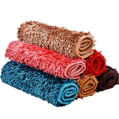 China Factory Washable Low Price China Custom Made Microfiber Chenille Fabric Rug Chenille Bath Match Rug for sale