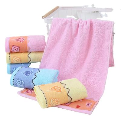 China Hot Selling 14s Viable Thickened Household Towel Face Towel Soft Diamond Jacquard Absorbent Towel for sale