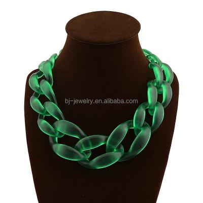 China Fashionable Hot Sale Frosted Plastic Resin Matte Llink Chain Choker Necklace Women Jewelry for sale