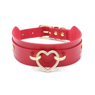 China Ccol fashion pu leather heart punk style leather collar studded pu leather neckerchief for sale