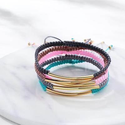 China Trendy 4mm Crystal Bead Seed Bead Copper Tube Stretch Bracelet For Women for sale