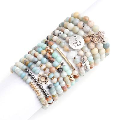 China Eco-Friendly Buddhism Lotus Pendant Multi-Layer Stone Bead String Men's Women's Bracelet for sale