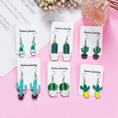 China Korean version fashionable temperament green plant cactus small fresh ear hook earring for sale