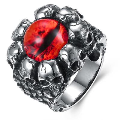 China Stainless Steel Trendy Mens Stainless Steel Skeleton Skull Eye Ring for sale