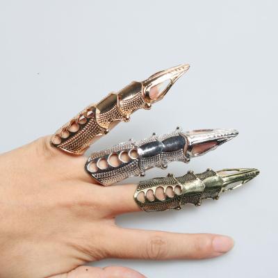 China 3 PCs Retro Best Selling Gothic Vintage Nail Bendable Joint Ring - Metal Armoring Finger Knuckle Adjustable Punk Exaggerated Ring for sale