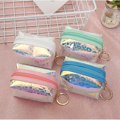 China 100% Free Shipping Eco-friendly Fashion Women PVC Coin Bag Wallet Jelly Laser Keychain Wallet Cute Purses For Girl for sale