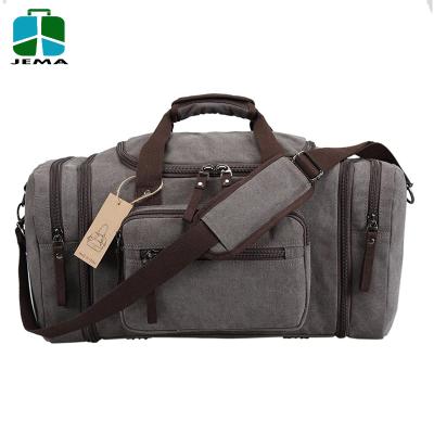 China 100% Polyester PU Weekend Leather Duffel Bag Eco-Friendly Canvas Overnight Bag Travel Bags for sale