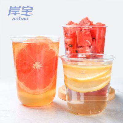 China Single Wall Clear U Shaped Bubble Tea Cold Drinking PET Plastic Cup for sale