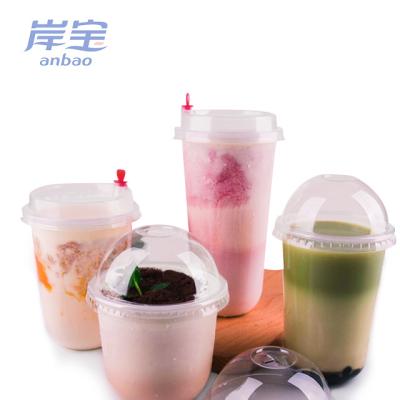 China Single wall disposable custom cups milktea yogurt logo cup bubble tea bubble boba plastic U cup for sale