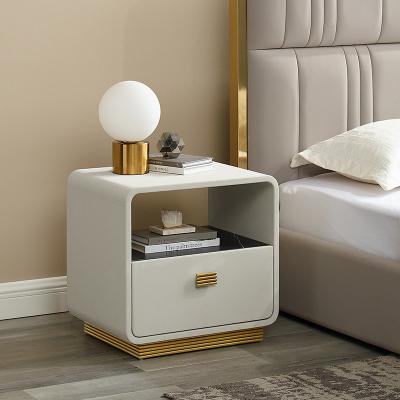 China Contemporary Modern Luxury Style Bedside Table Microfiber Leather Unique Design For Home Furniture Nightstands for sale