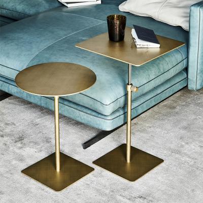 China New Design (Size) Hot Selling Adjustable Round Gold Modern Luxury Liftable Metal Table Sofa Coffee Tables Side Table for sale