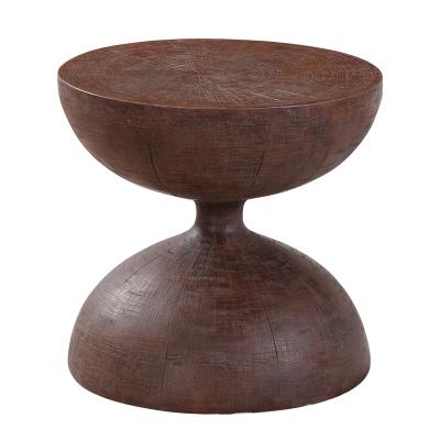 China Contemporary Nordic Stool Side Coffee Table Round Black Wooden Hourglass Side Table For Living Room for sale