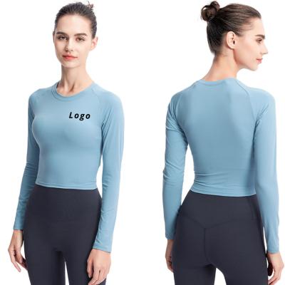 China New Arrival Women's Breathable Sports Running Tight Yoga Clothes Fitness Short Tops Long Sleeve T-shirt Sport Wear Women Set for sale