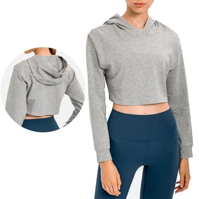 China New Arrival Breathable Custom Crop Top Hoodie Women Sheath Long T-shirt Fitness Sexy Wear Women Yoga Sports Active Wear for sale