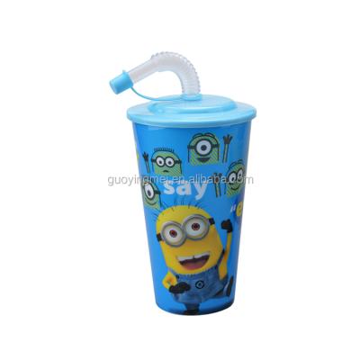 China Sustainable 20oz Souvenir 3D Promotional Plastic Cup With Lid And Straw for sale