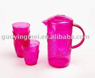 China Sustainable polystyrene embossed grape pitcher 2 quart / 2L, w/set of 4glasses for sale