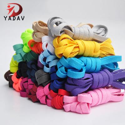 China Flat material polyester and cotton shoe strings feature flat custom hockey laces for sale