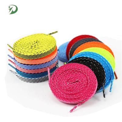 China Wholesale Multicolor Flat Polyester Flat Rope Reflective Laces For Night Running for sale