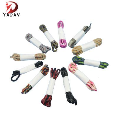 China Multicolor Yadav Jacquard Flat Lace Around Waxed Shoe Lace 3MM Waxed Laces for sale