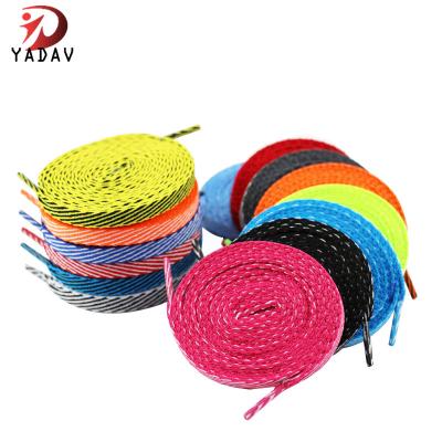 China Custom Design Flat Lace Colorful All Shoe Types Polyester Corded Flat Shoe Lace For Sneakers for sale