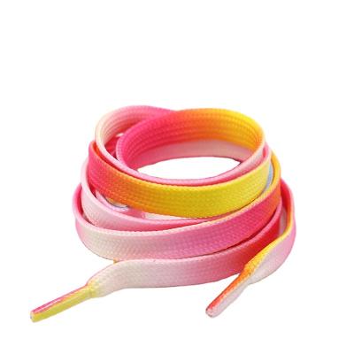 China Yadav printed 2020 fashion polyester heat transfer rainbow tubular laces for kids and adults for sale