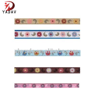 China High Tenacity Custom Logo Polyester Jacquard Weave Colored Satin Ribbon for sale