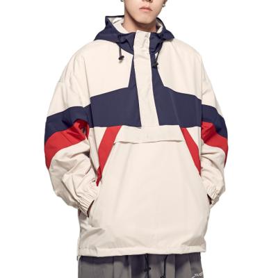 China Breathable Anorak China Manufacturer Hip Hop Winter Coat Oversize Clothing Men's Packable Jacket Color Block Hoodie With Half Zipper for sale