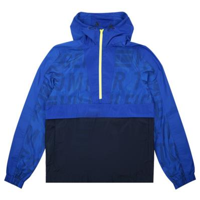 China Wholesale Customiz Bomber Anorak Letter Print Track Coat Letterman Jacket Half Zip Breathable Colorblock Packable Hoodie for sale