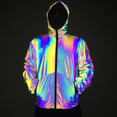 China Menswear Hip Hop High Street Breathable Fashionable Customized Clothing Coats For Men Reflect Reflective Anorak Rainbow Anorak Custom Made for sale