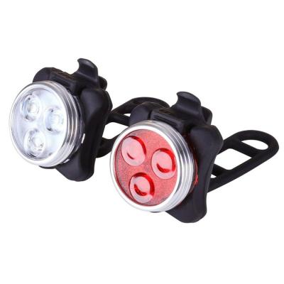 China Bike Headlight+BIkeTaillight Waterproof 3 LED USB Rechargeable Bike Headlight Taillight Caution Bicycle Led Light Sets for sale