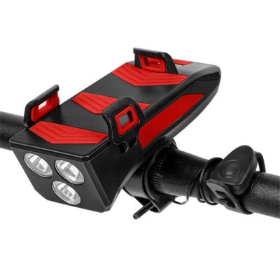 China Multifunctional ABS 4 in 1 Bike Light USB Rechargeable LED Bike Headlight Bike Horn Phone Holder Power Bank Cycling Front Light for sale