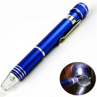 China Phillips Screwdriver 6 in 1 Multifunctional Handy Tools Pen with LED Lights Screwdrivers for Repair Work Mini Pocket Screwdriver Magnetic Pen for sale