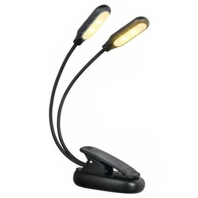 China Amazon Flexible Top Selling Led Eye-care 10 Clip On Flexible Double Head Gooseneck LED Book Light Reading Book Light Lamp for sale