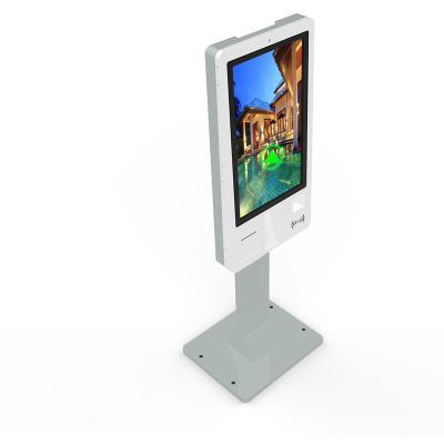 China Self Service Outdoor Hotel Menu Restaurant Bank Queue Touch Screen Kiosk Ordering Service With Card Reader Stand for sale