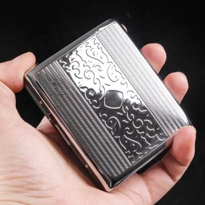 China Portable Metal Cigarette Holder Accessories Carved Personality Cigarette Smoking Box Easy Open for sale