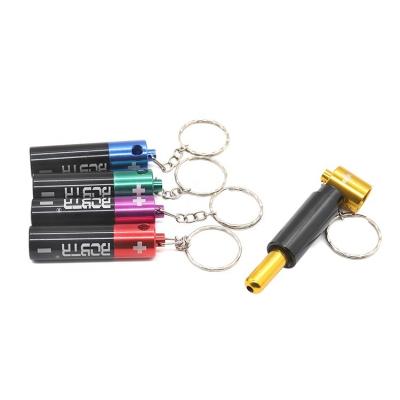 China Portable Creative Metal Battery Shape Easy Smoking Aluminum Fancy Colorful Smoking Pipe With Key Chains Smoking Accessories Tobacco for sale