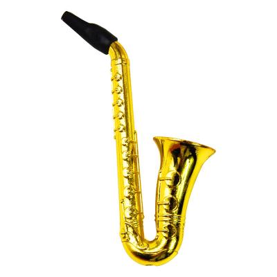 China Minimalist 2021Hot Selling Cheap Herb Wholesale Smoking Accessories Metal Shape Mini Portable Smoking Pipe Saxophone for sale