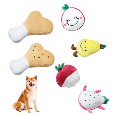 China Viable Good Price Pet Plush Toys Entertainment Molars Customizable Voice Multiple Styles Tear Resistant Fruit Toys for sale