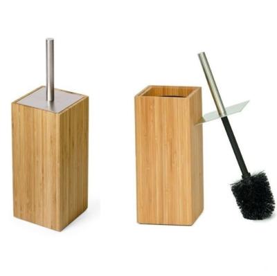 China New Style Sustainable Toilet Brush Stainless Steel Handle Bamboo Toilet Brush Holder for sale