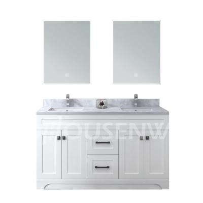 China Modern Smart Bathroom Cabinet PVC Bathroom Cabinet Double Sink Bathroom Vanity for sale