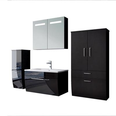 China Mordern New Design Black Bathroom Furniture With LED Mirror Cabinet Australian Style for sale