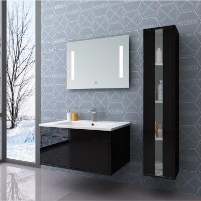 China Mordern Bathroom Furniture Set 60cm Basin Black High Gloss for sale