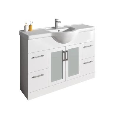 China Modern Plywood Paint White Wooden Bathroom Cabinet Vanity Furniture CE Certification for sale