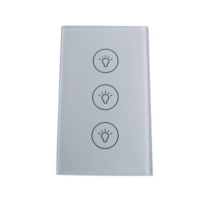 China US Standard Tempered Glass Panel 3 Strip 1 Touch Switch Clear Way WG-LS-001 for sale