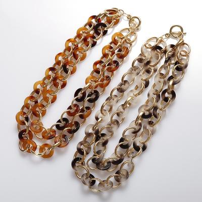 China New Europe and America necklace with leopard print acetate acrylic sheet short multilayer necklace for sale