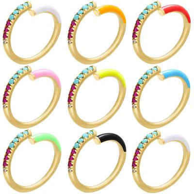 China Women CLASSIC Colorful Ring Jewelry Rings Rainbow Multicolor Oil Dropped Micro Zircon Open Ring for sale