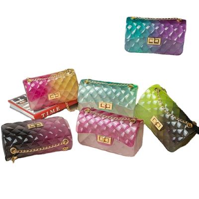 China Colorful Lady Women Handbags Small Cell Phone Bags And Cosmetic Case Design Custom Jelly Bag for sale